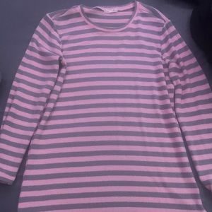 Pink & Grey Striped Sweatshirt